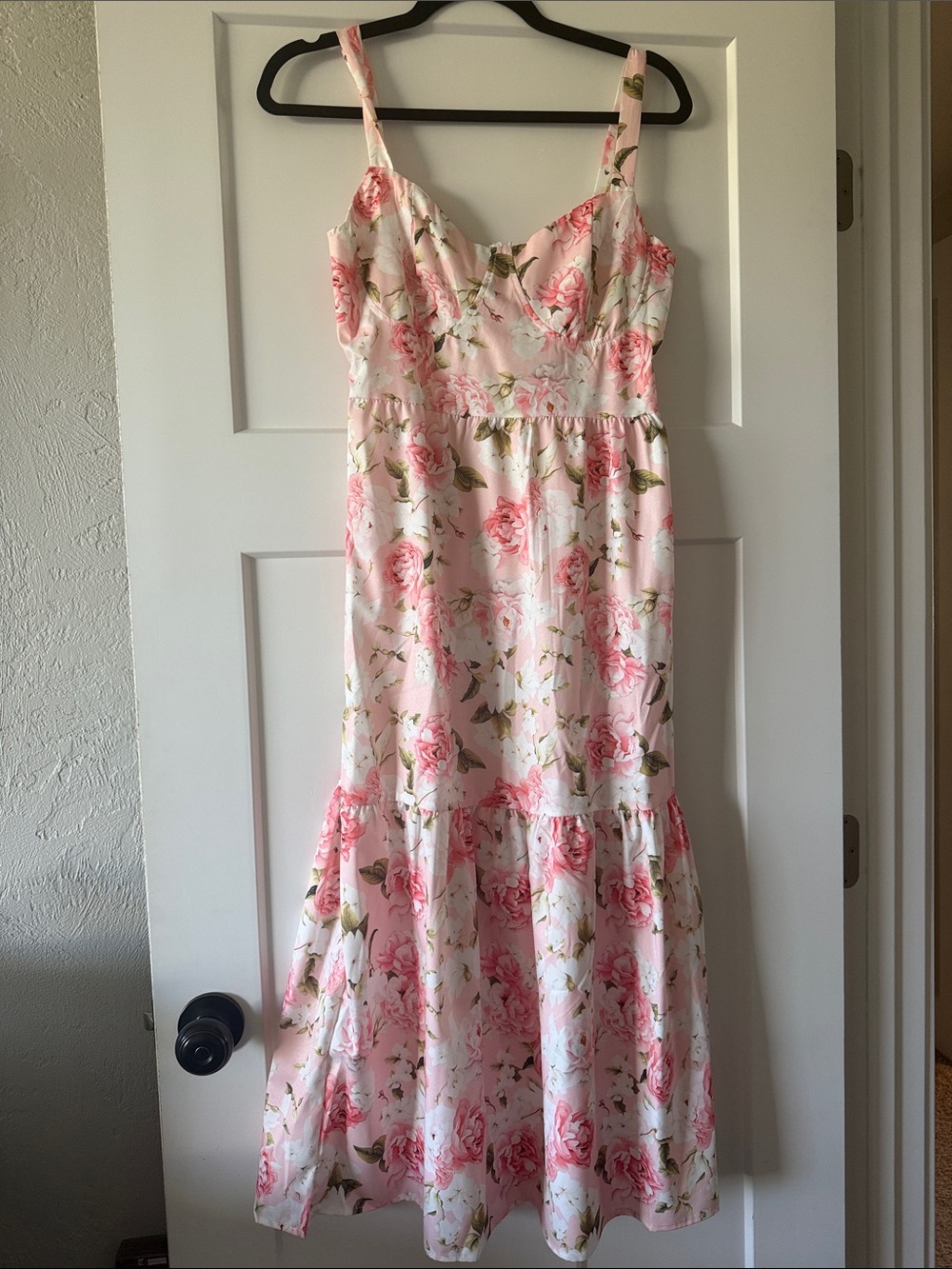 Girls' Pink Floral Sundress with Spaghetti Straps